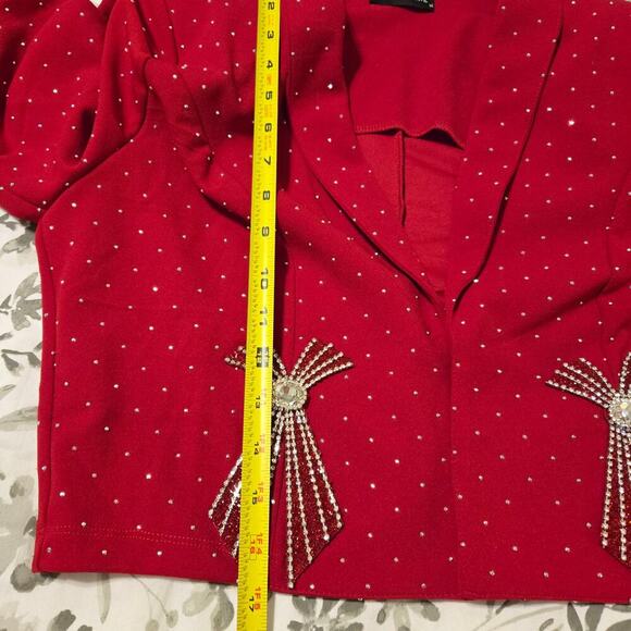 Valentine Fashion LA Red rhinestone embellished Jacket & mini Skirt Blingy - Picture 12 of 14